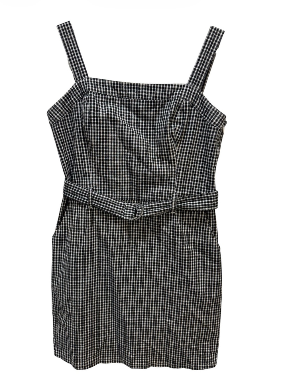 Hollister Black White Belted Plaid Dress Sz(L)